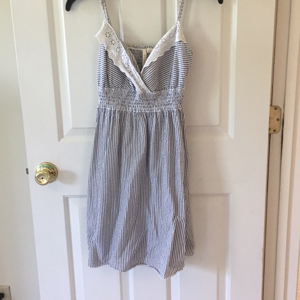 Blue and white striped sun dress